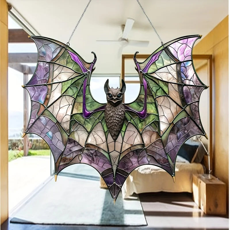 Contemporary Acrylic Bat Suncatcher Halloween Decor Home Wall Art Wreath Centerpiece Accessory