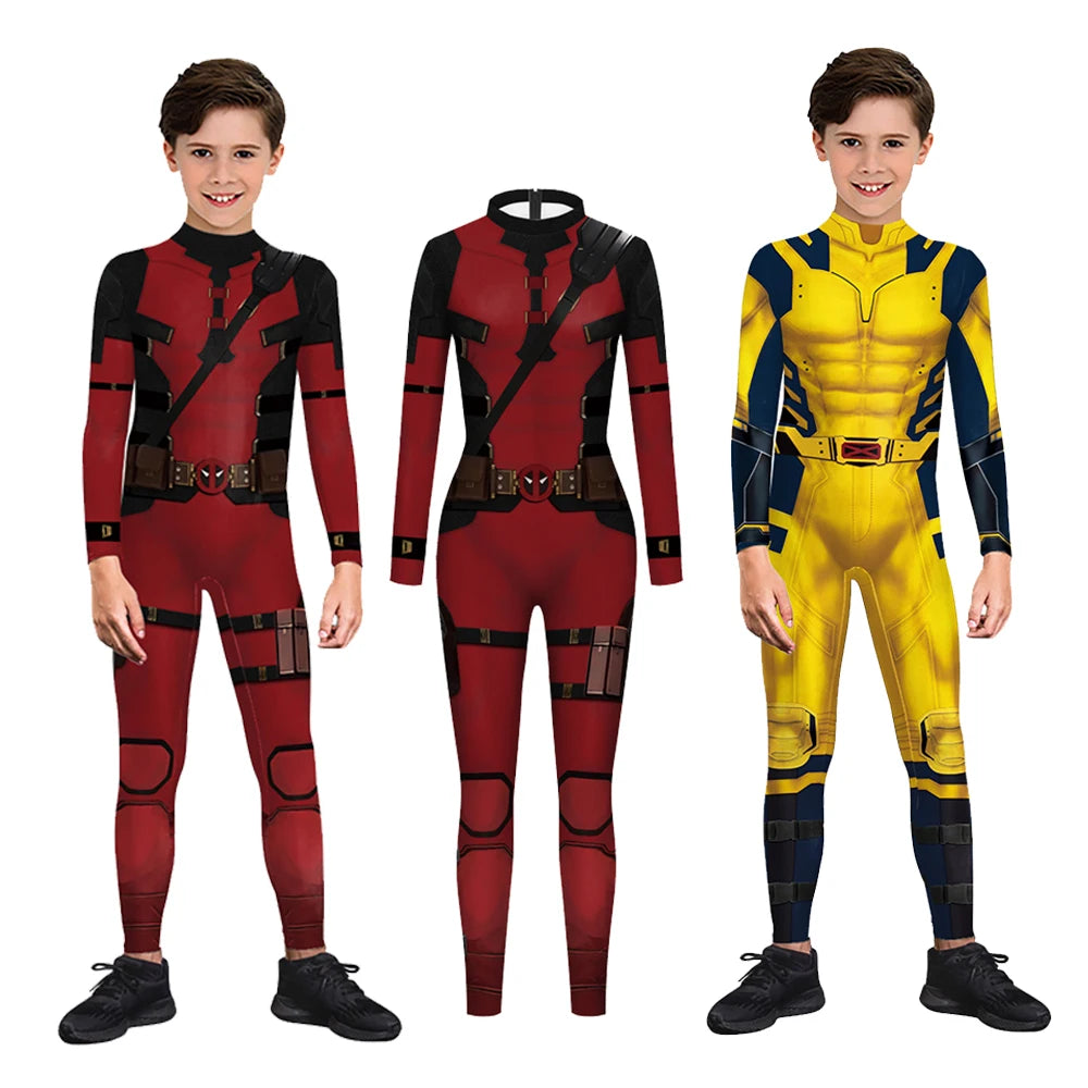 Superhero Wolverine Deadpool Cosplay Jumpsuit Wolverine Cosplay Costume Children Halloween Party Bodysuit